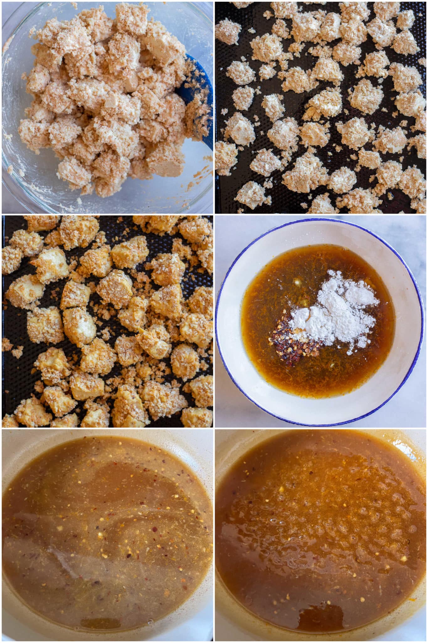 showing how to make easy homemade orange ginger sauce for the tofu