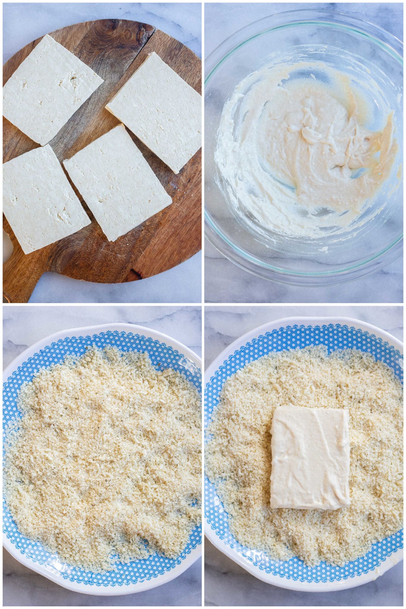 showing how to make crispy breaded tofu