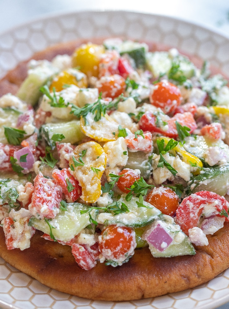 greek salad pita on a plate