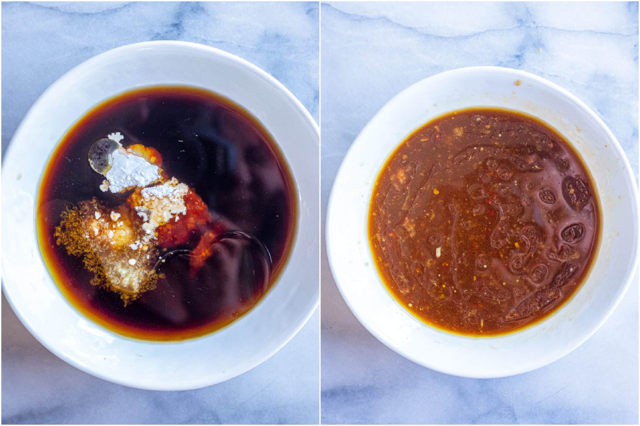 showing how to make the chili garlic stir fry sauce.