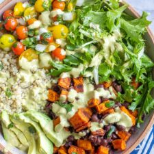 Sweet Potato Quinoa Bowls with Green Chile Tahini Sauce-image