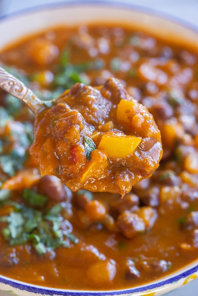 a spoonful of pumpkin chili