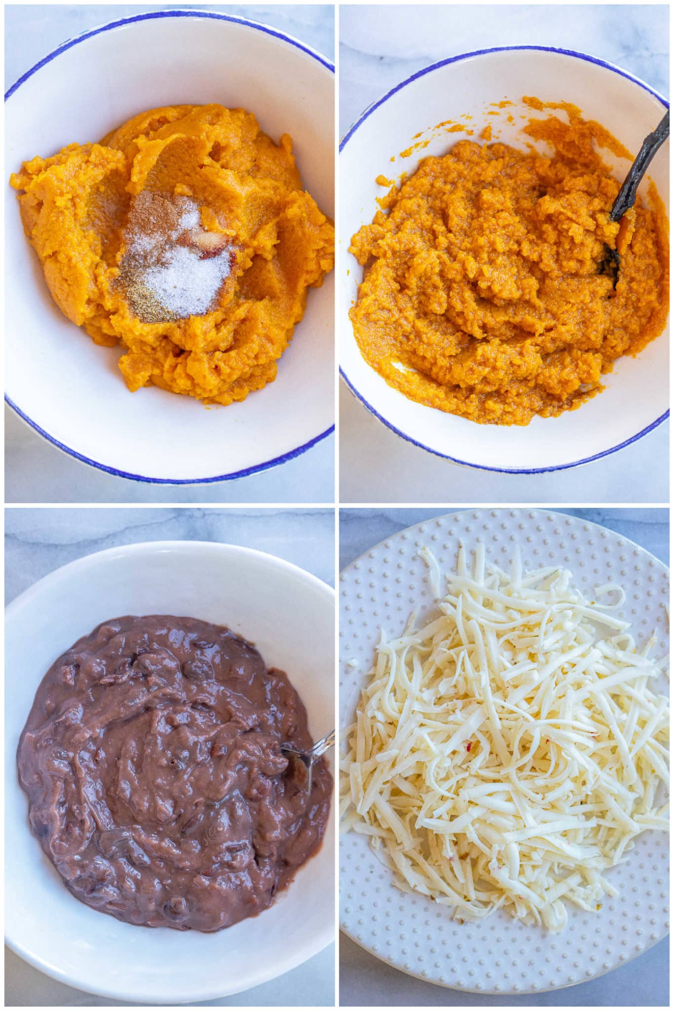 all the ingredients needed to make these pumpkin and black bean tacos