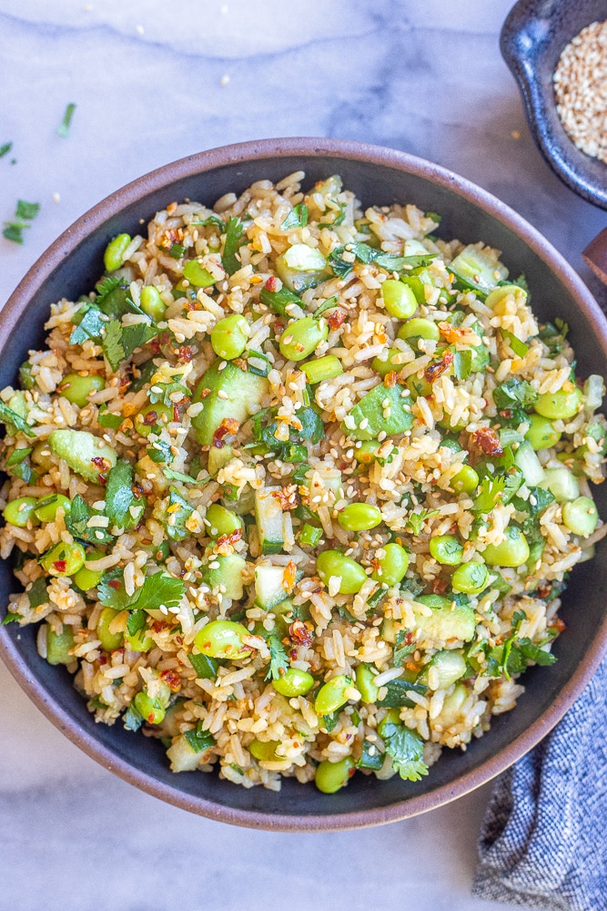 Cucumber Edamame Rice Salad