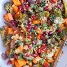 Roasted Sweet Potato and Broccoli with Curry Tahini Sauce-image