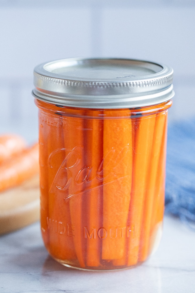 pickled carrots in a mason jar