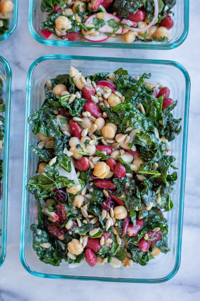 vegan meal prep lunch in a glass container