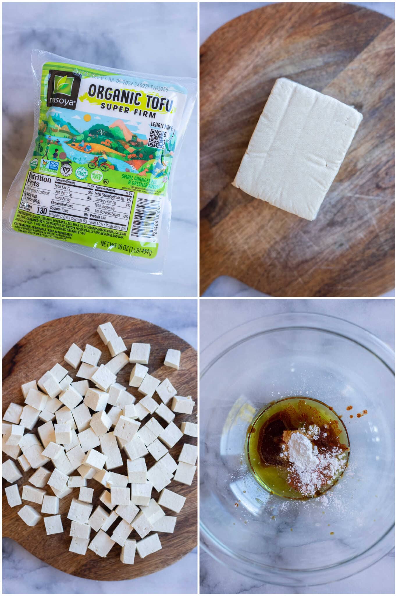 showing how to prepare the tofu for these easy bbq tofu sandwiches