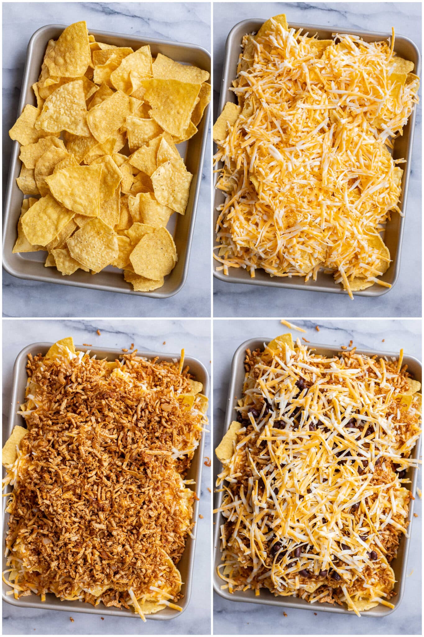 showing how to make easy shredded tofu nachos with black beans