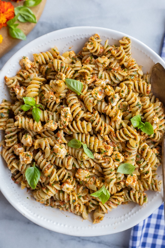 Solar-Dried Tomato Pasta with Kale and Feta