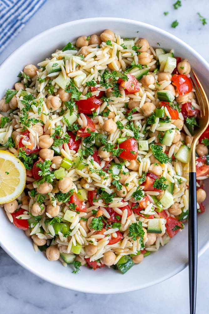 Tabouli Impressed Orzo Salad with Chickpeas