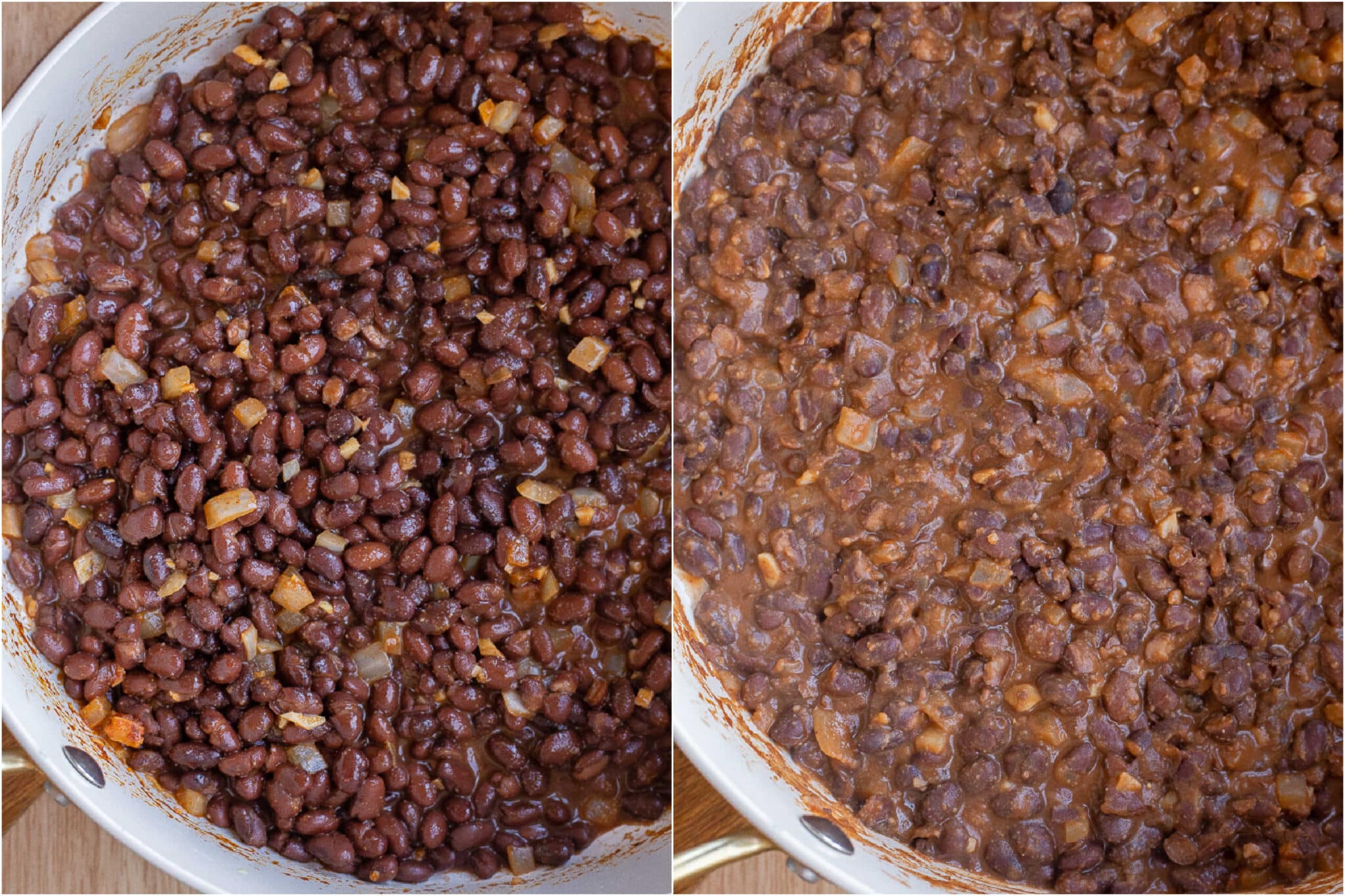 showing how to make homemade refried black beans