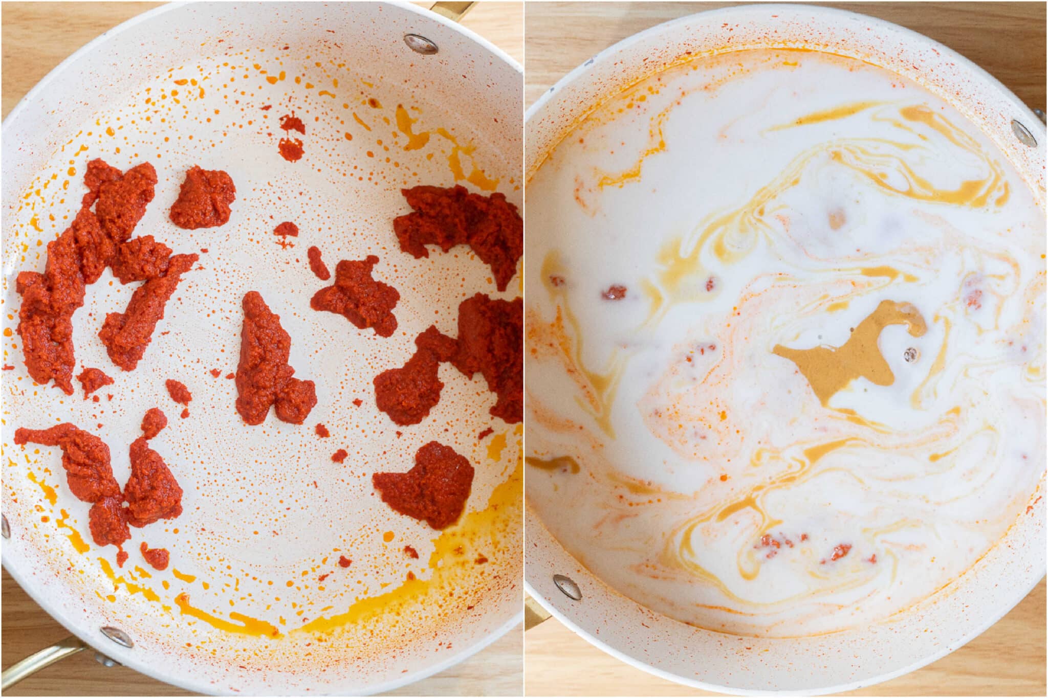 showing how to make this easy red curry sauce with peanut butter and coconut milk