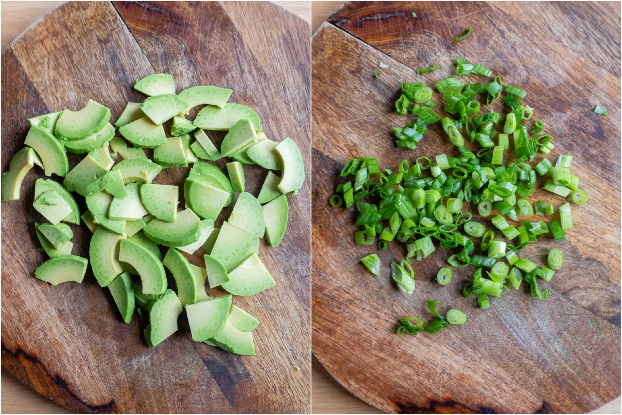 sliced avocado and green onion
