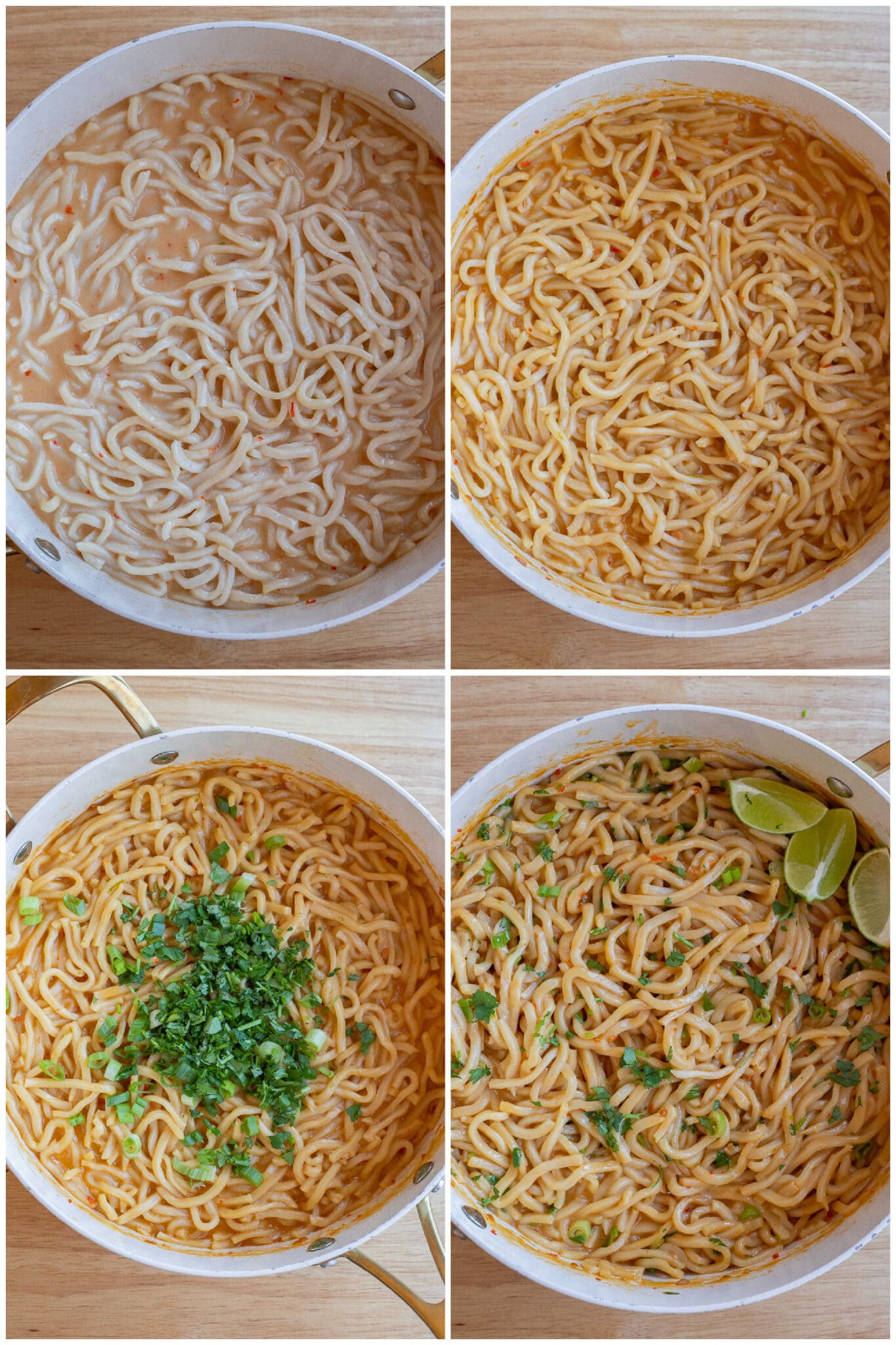 coconut lime noodles in the pan mixed with fresh herbs