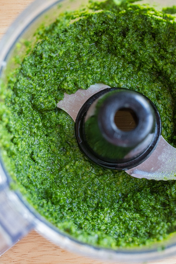 kale pesto in a food processor