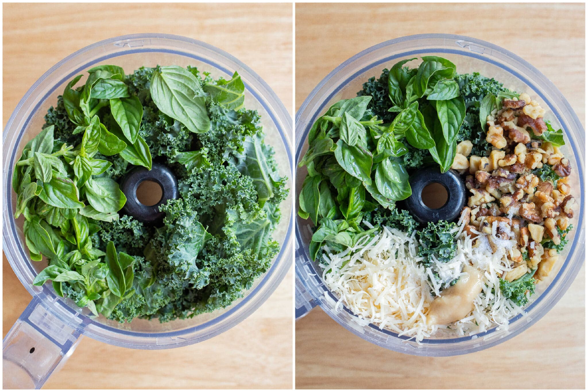 showing all the ingredients needed to make this refreshing kale pesto recipe