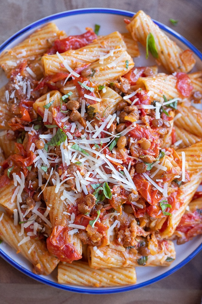 Simple Balsamic Lentil Pasta – She Likes Meals