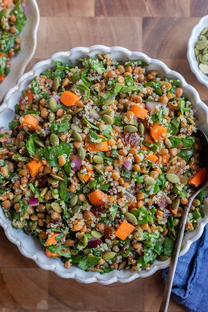 Iron-Wealthy Spinach Lentil Salad – She Likes Meals