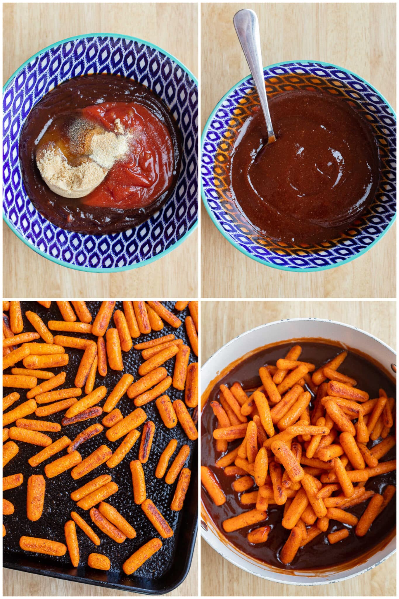 showing how to mix together the bbq sauce for the baby carrot little smokies