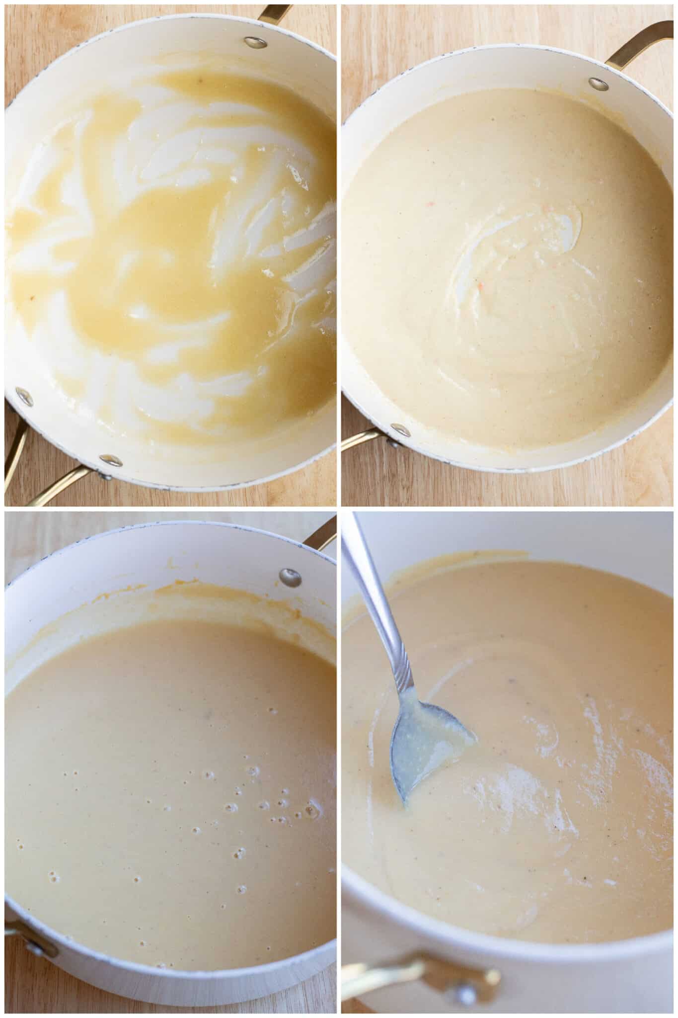 showing how to make the vegetarian gravy with a mixture of flour and butter