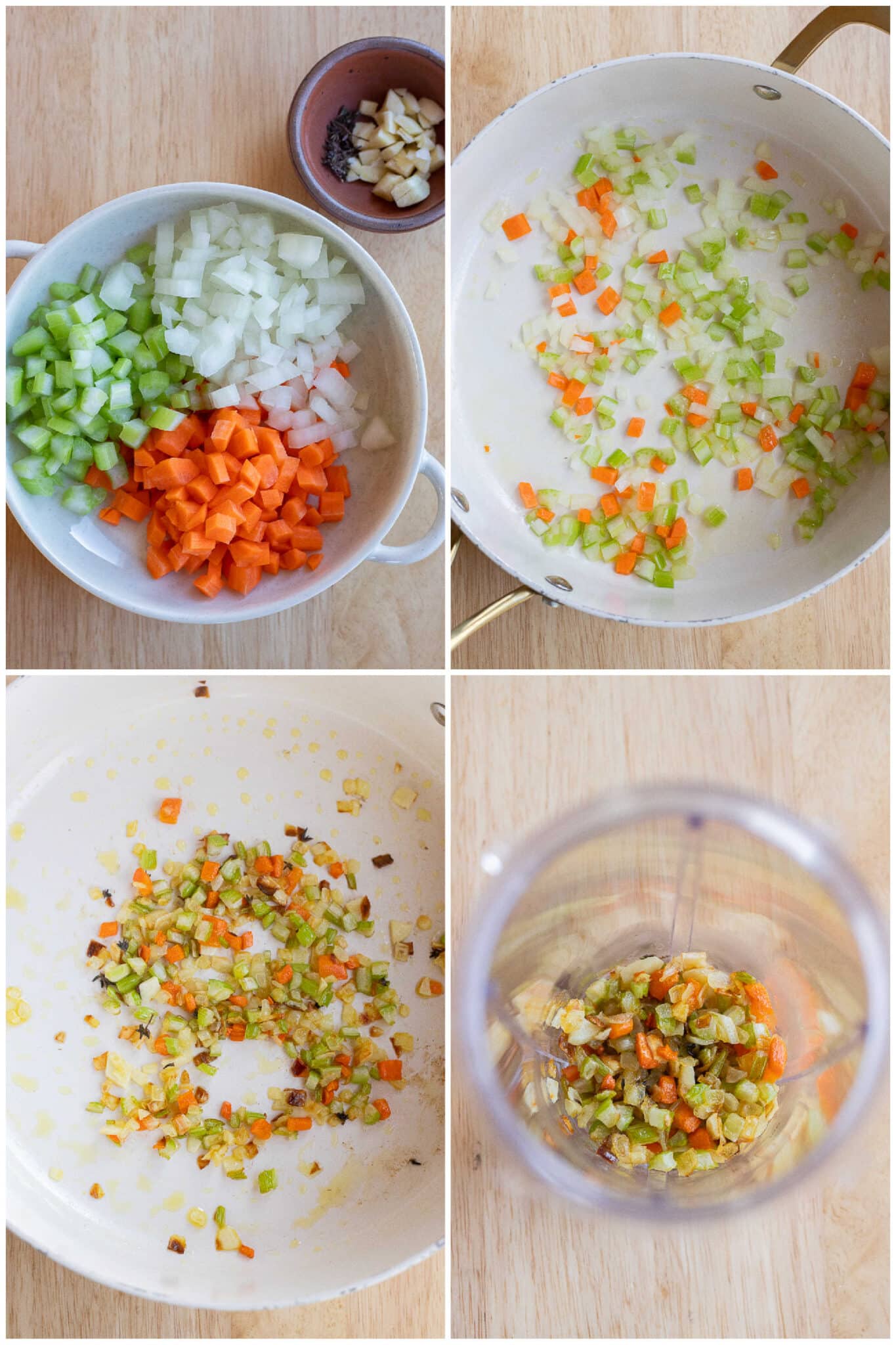 showing how to caramelize the vegetables for the gravy