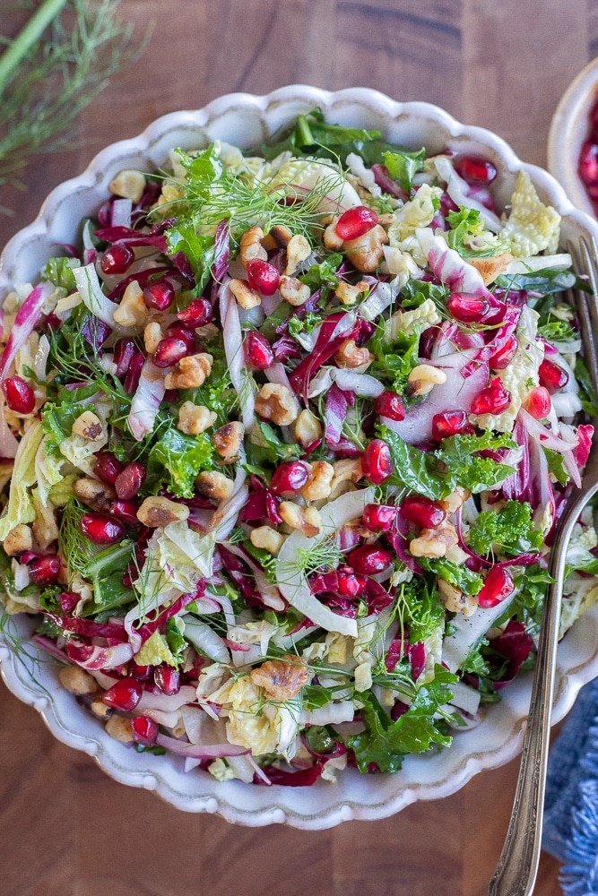 christmas coleslaw salad recipe in a serving bowl