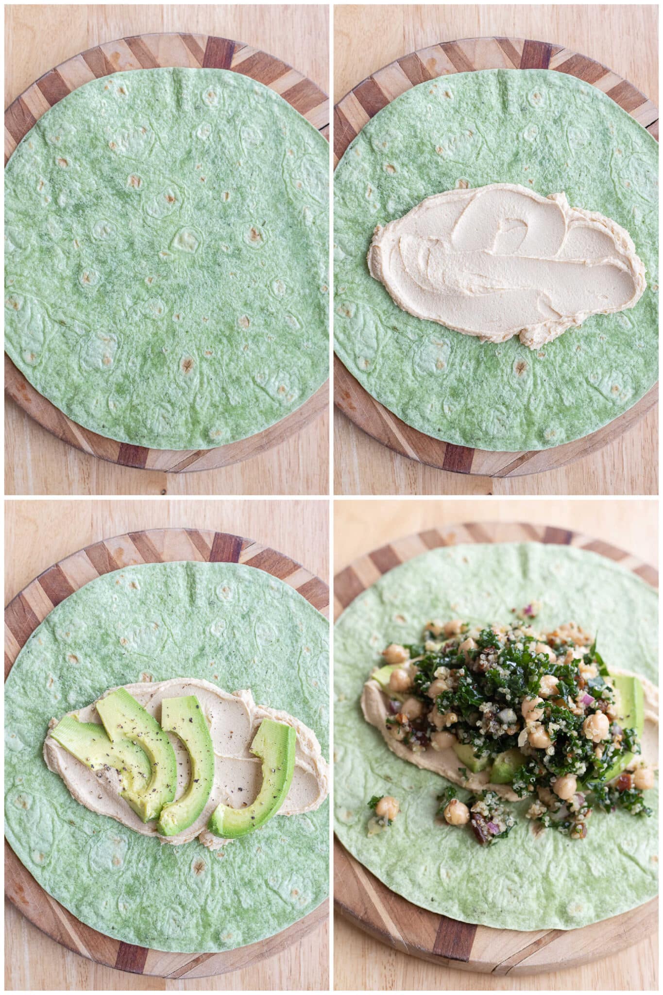 showing how to assemble these vegetarian superfood wraps