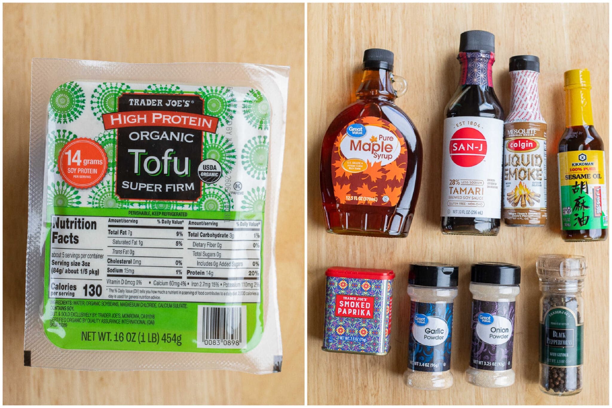 showing all the ingredients needed to make this smoky tofu bacon recipe