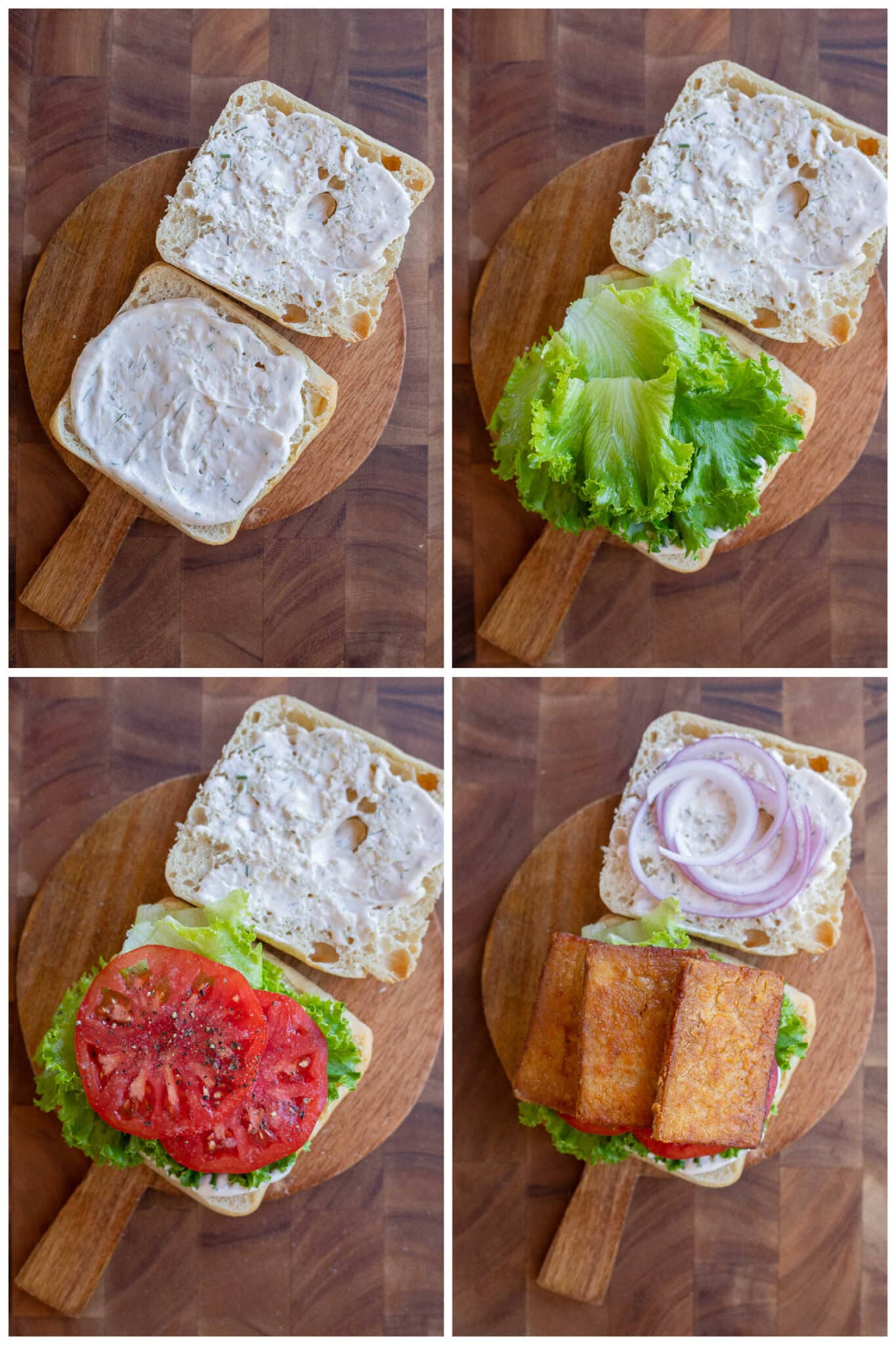 showing how to assemble a vegetarian BLT