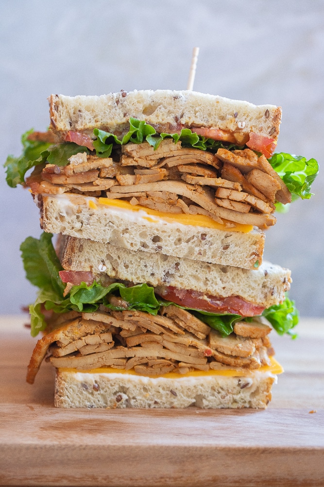 vegetarian lunch meat sandwich stack