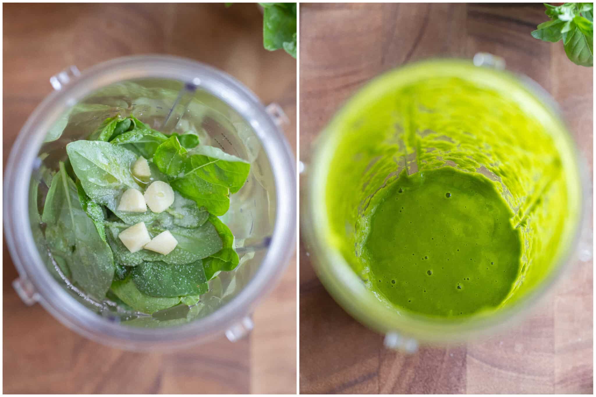 Showing how to make the summery basil sauce