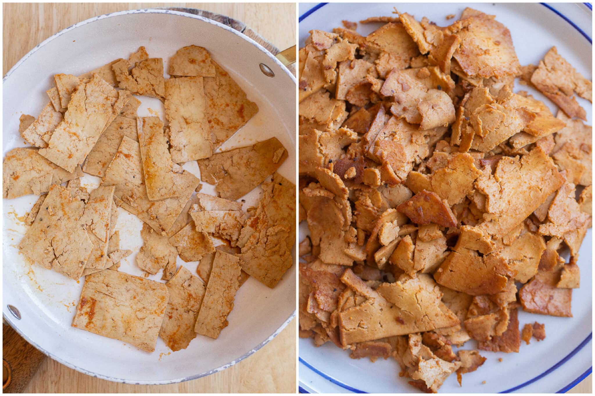 tofu lunch meat before and after it has been cooked