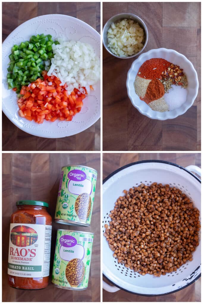 Showing the ingredients needed to make these meaty vegetarian lentil subs