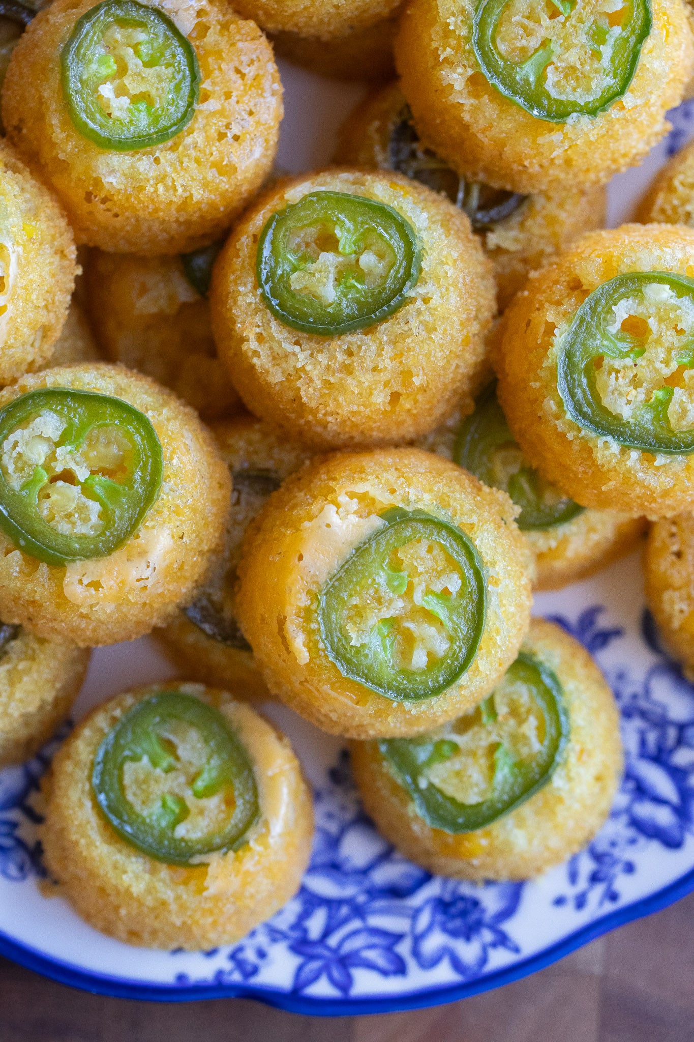 Plate full of jalapeño cornbread bites